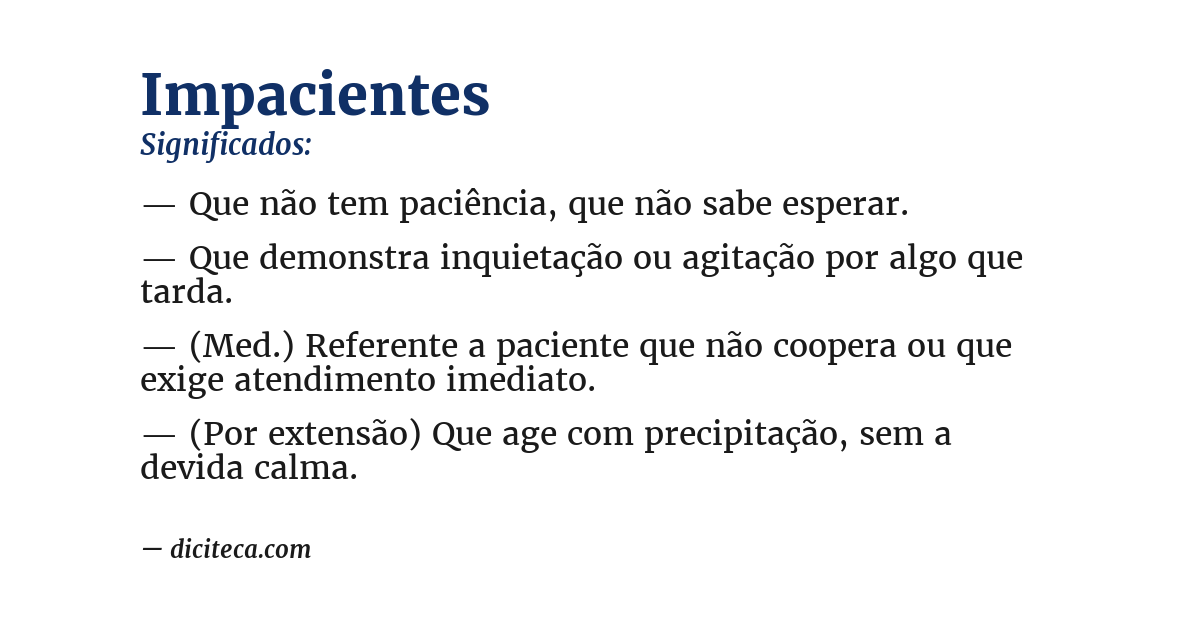 Significado de impacientes