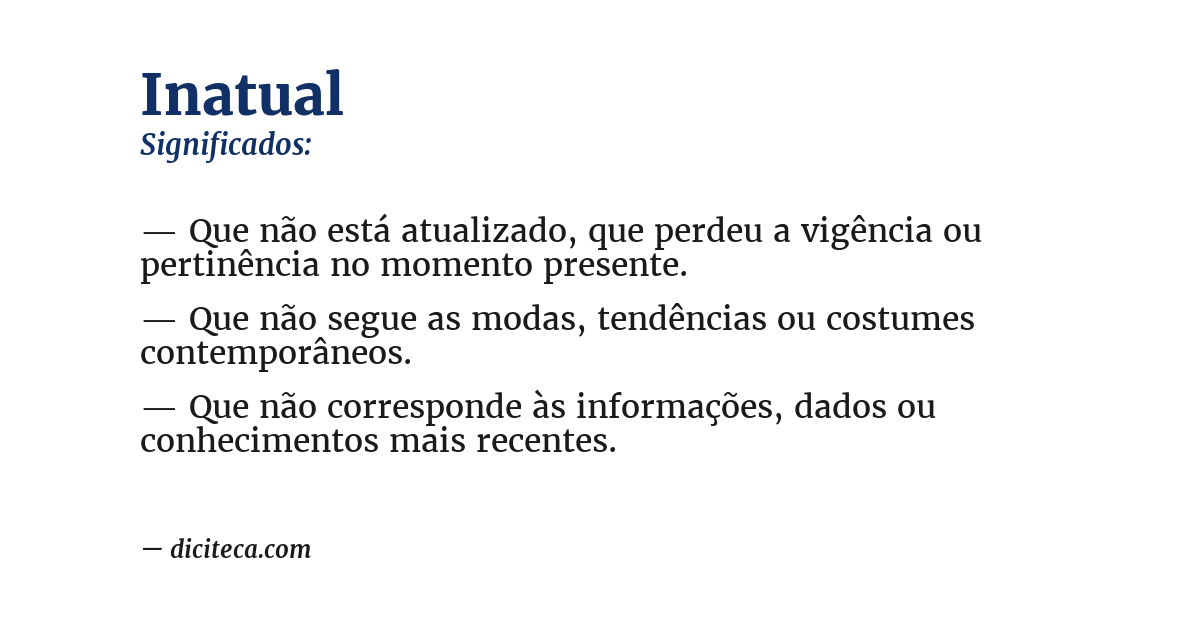 Significado de inatual