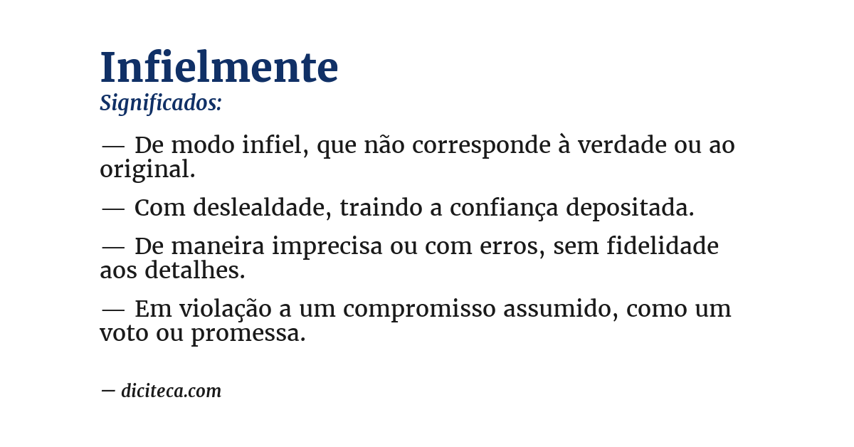 Significado de infielmente