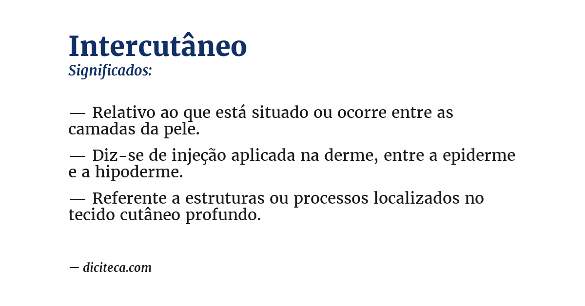 Significado de intercutâneo