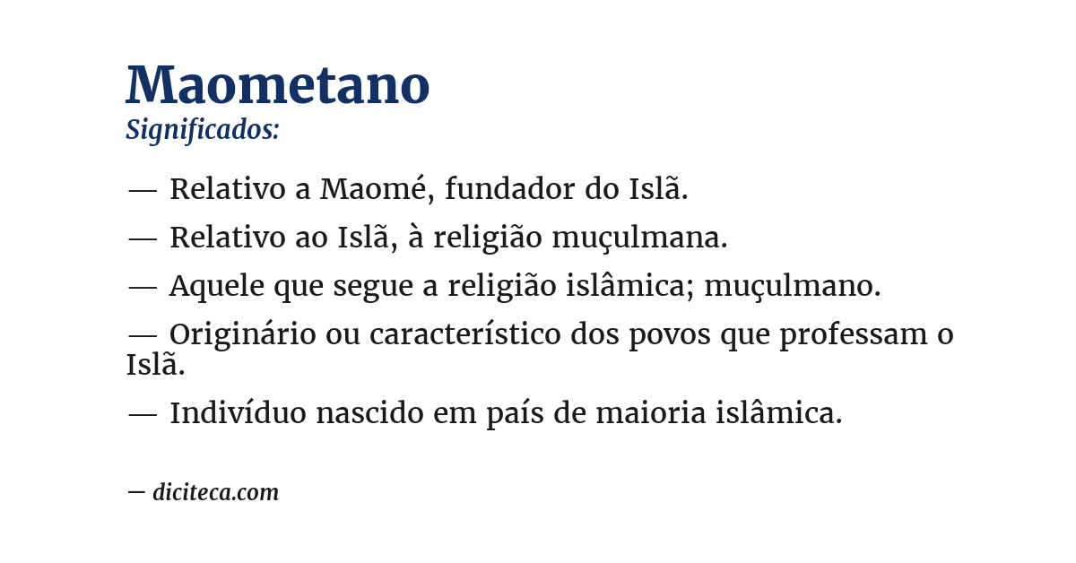Significado de maometano