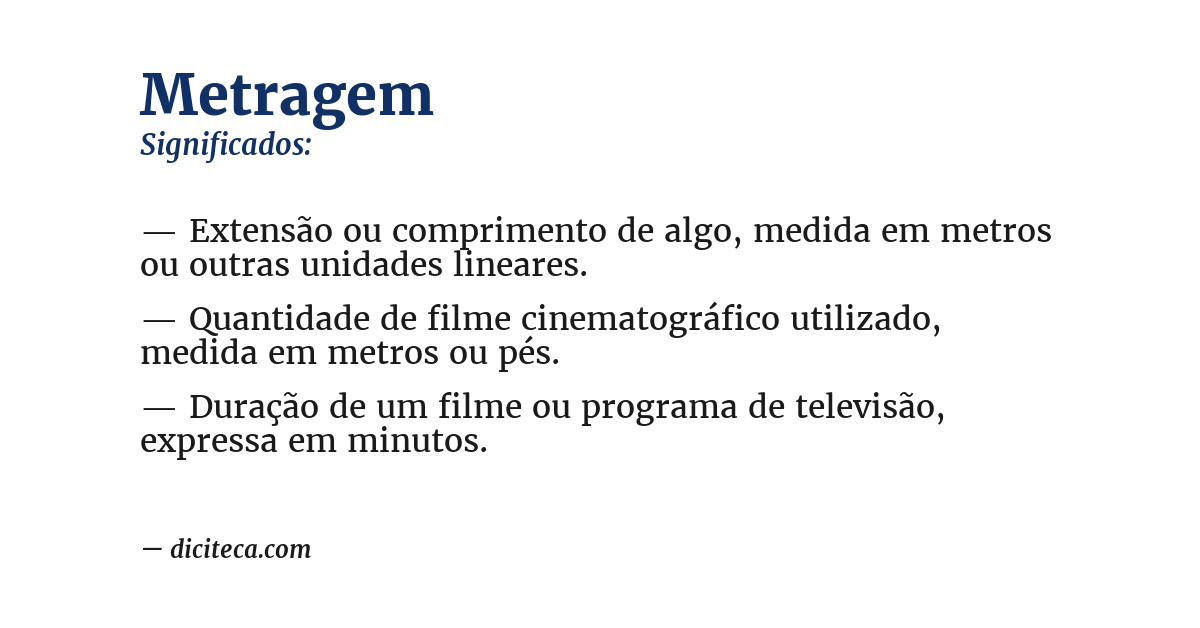 Significado de metragem