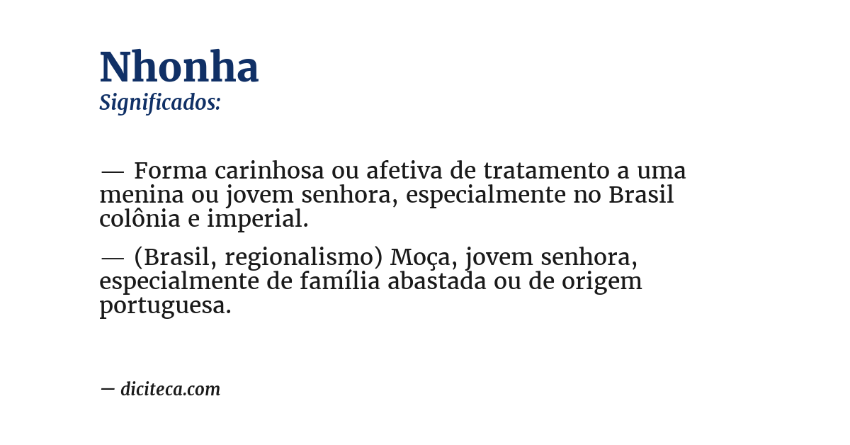 Significado de nhonha
