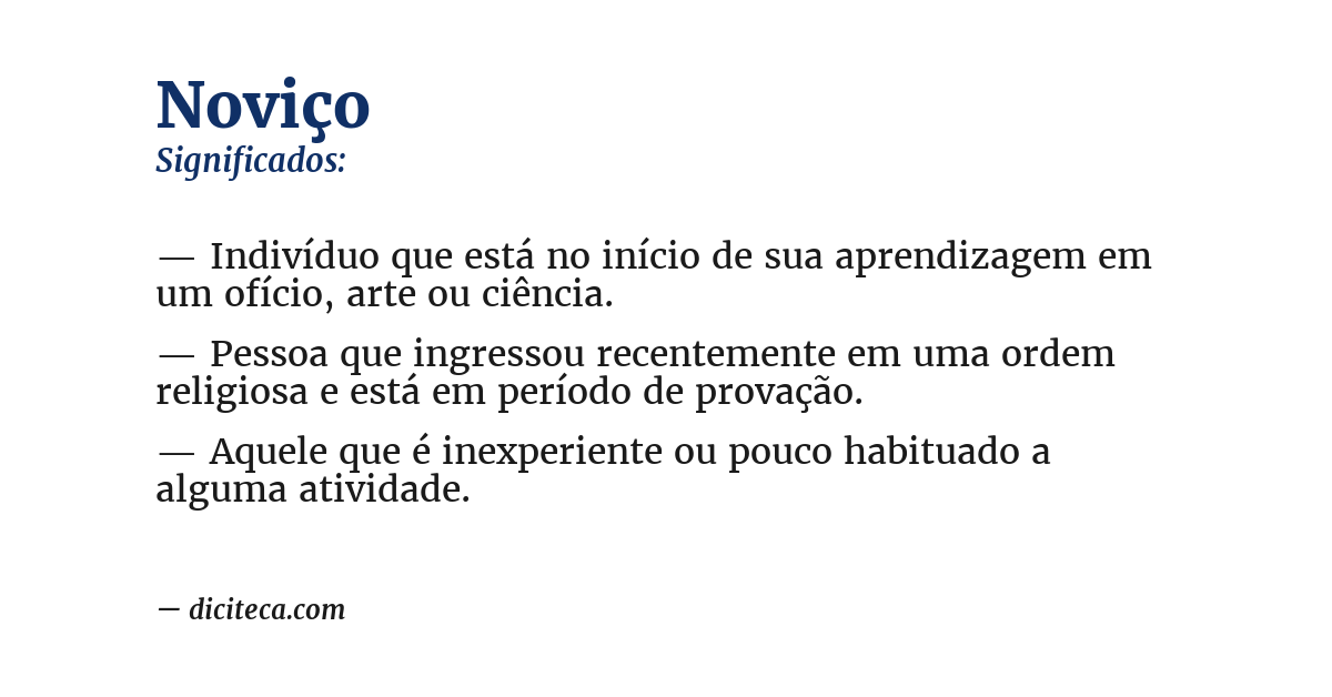 Significado de noviço