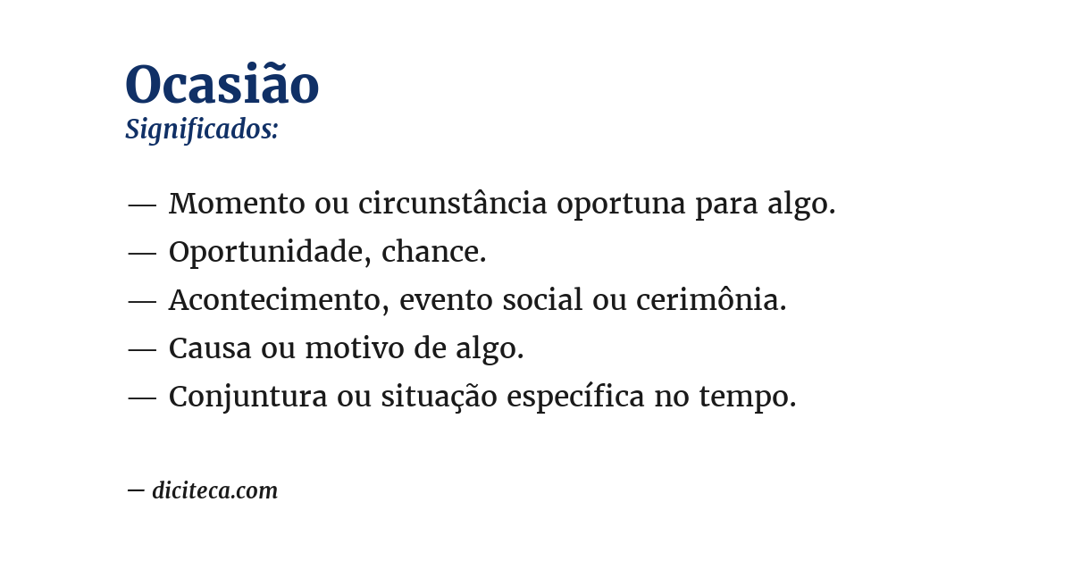 Significado de ocasião