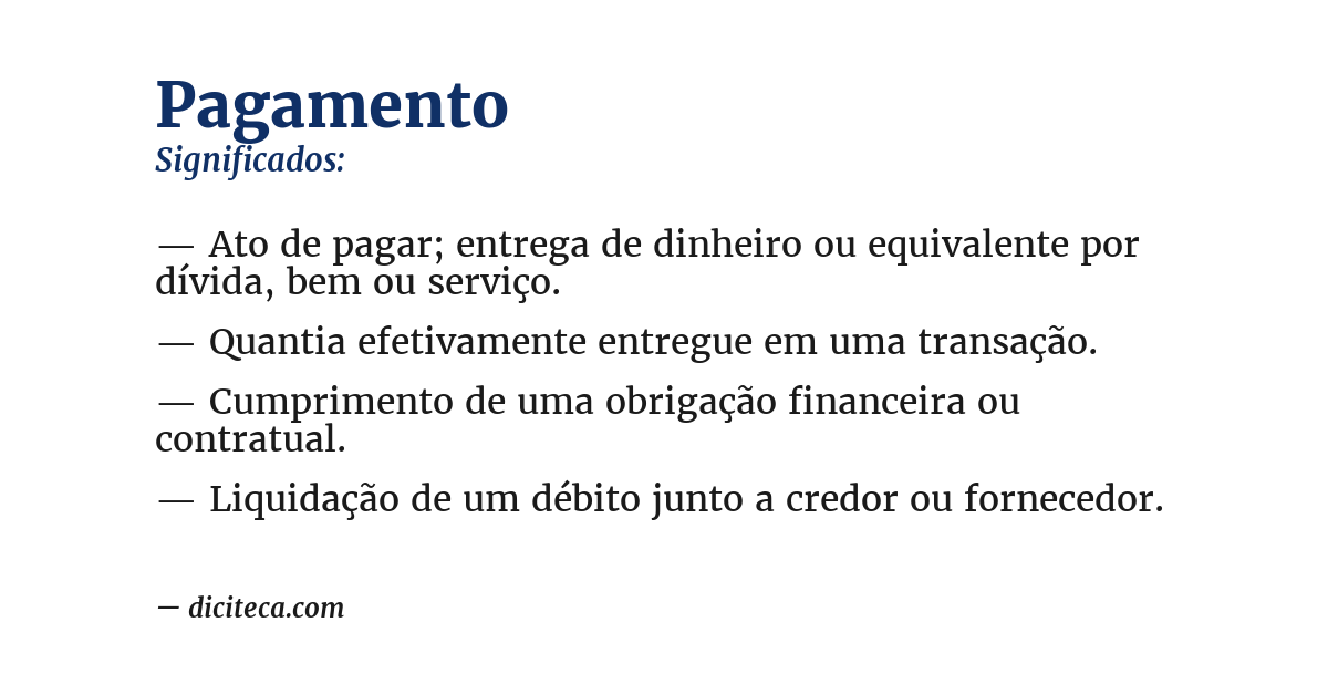 Significado de pagamento