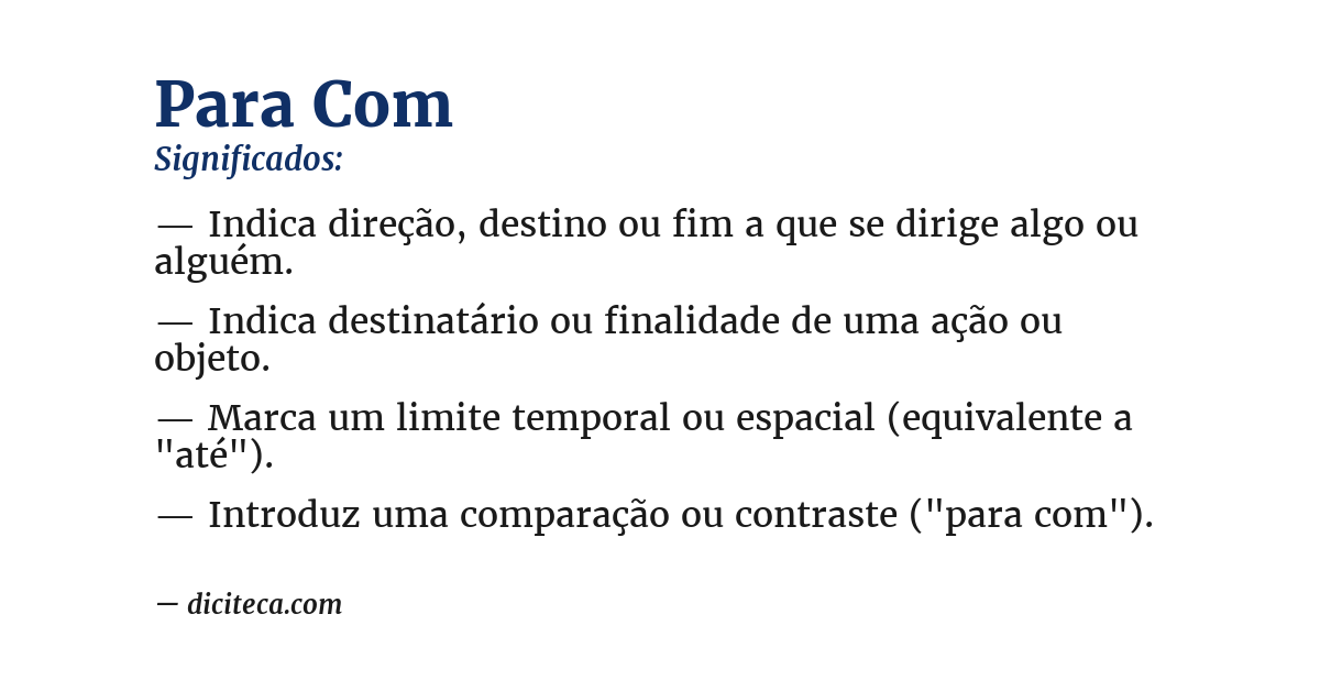 Significado de para com