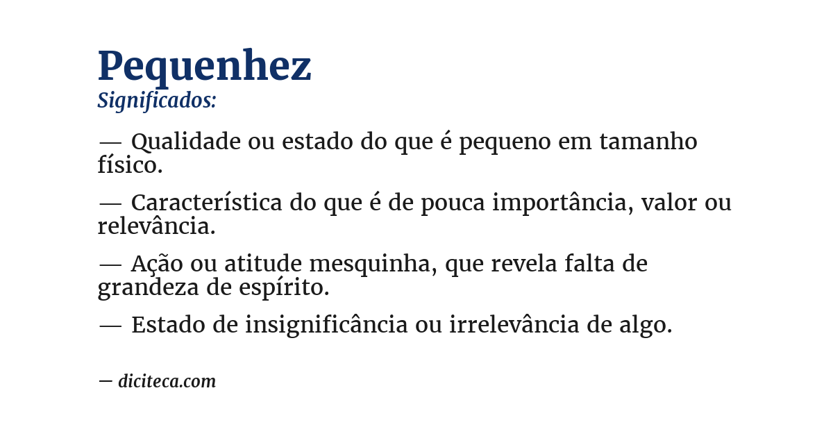 Significado de pequenhez
