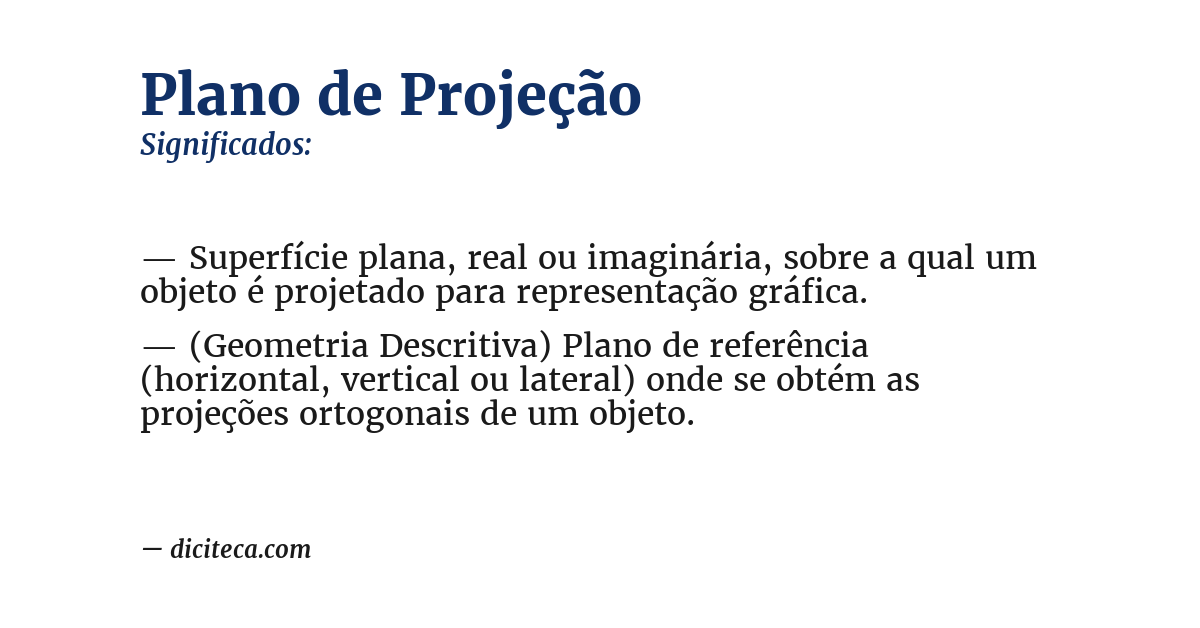Significado de plano de projeção