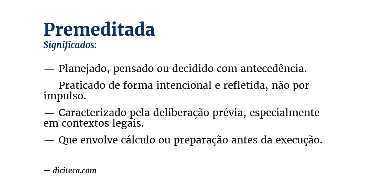 Significado de premeditada