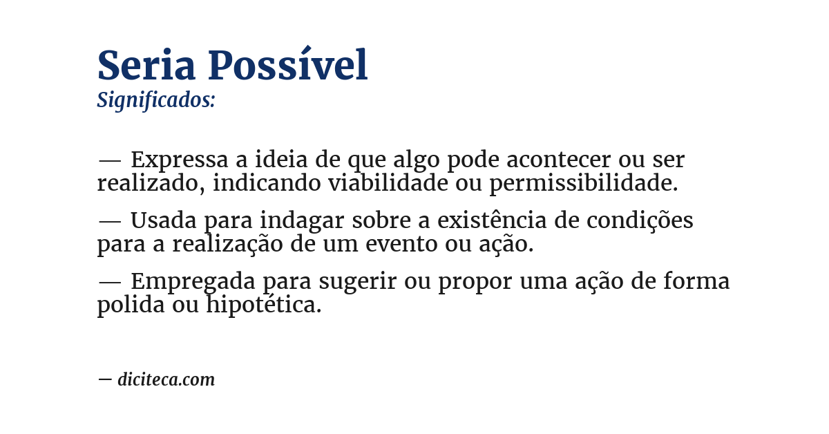 Significado de seria possível