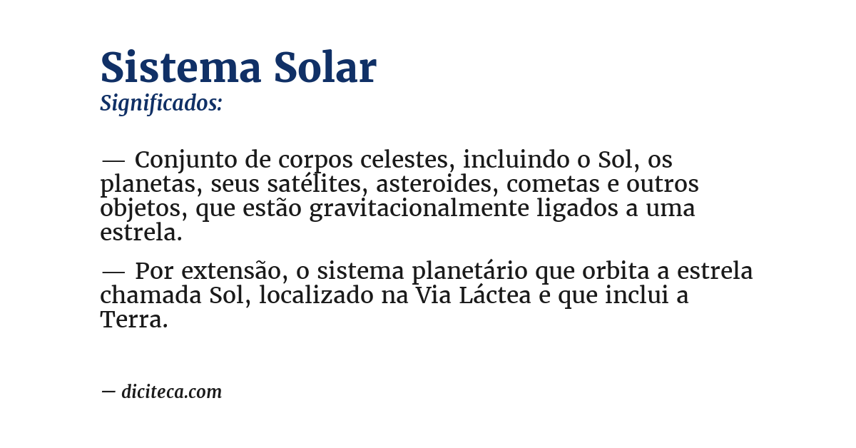Significado de sistema solar