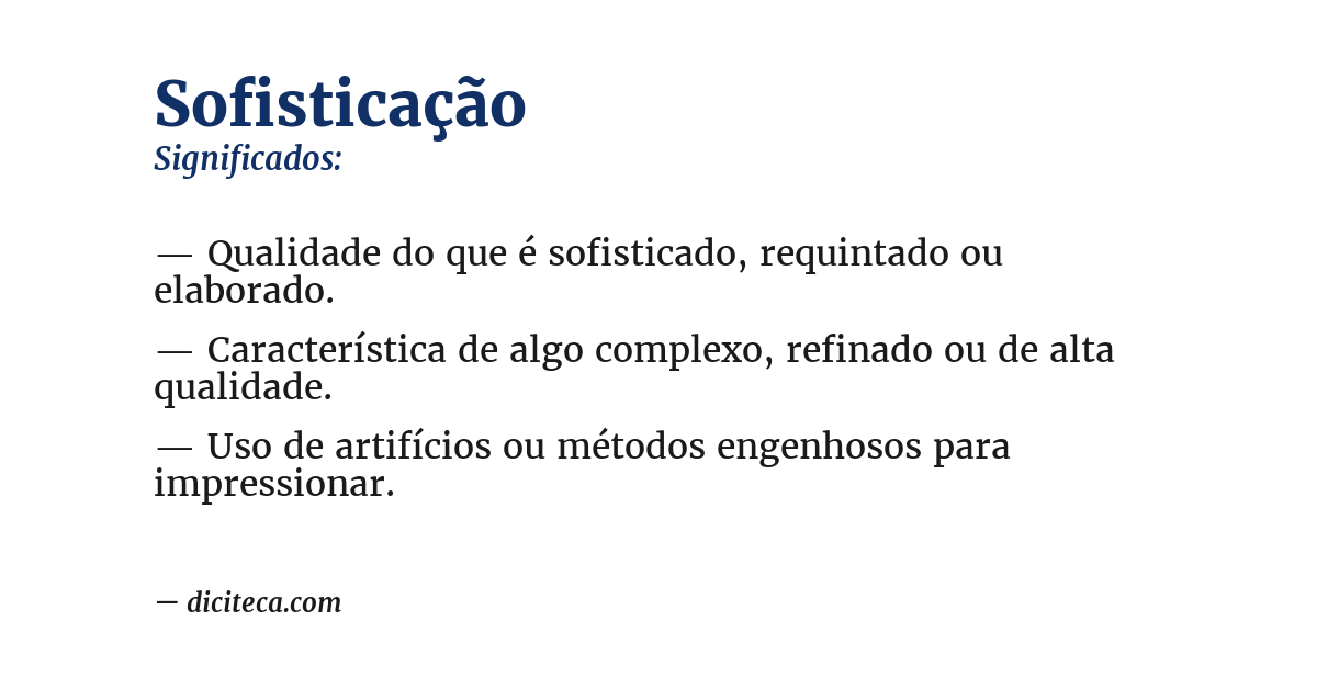 Significado de sofisticação