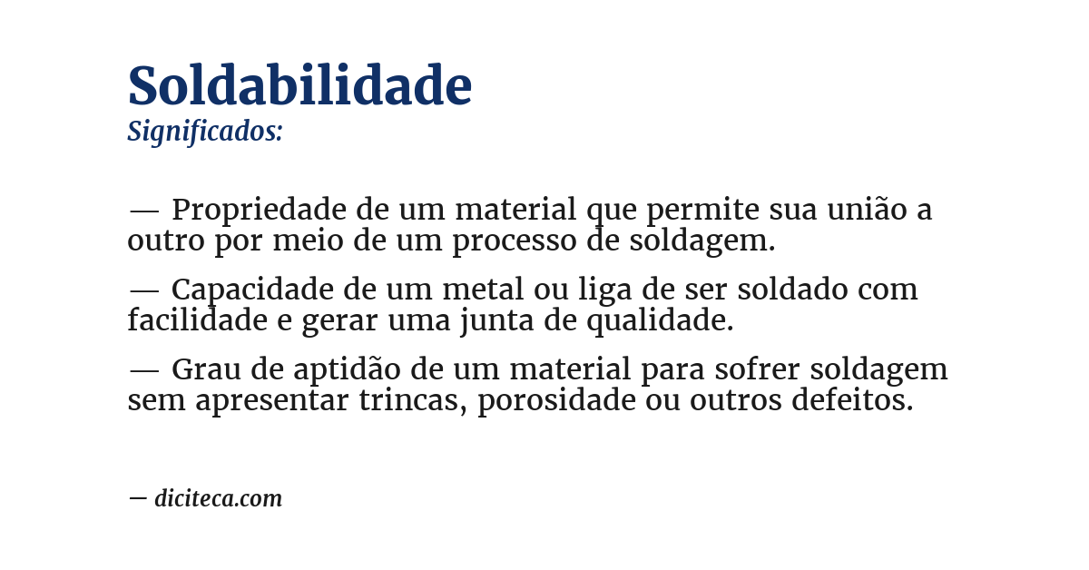 Significado de soldabilidade