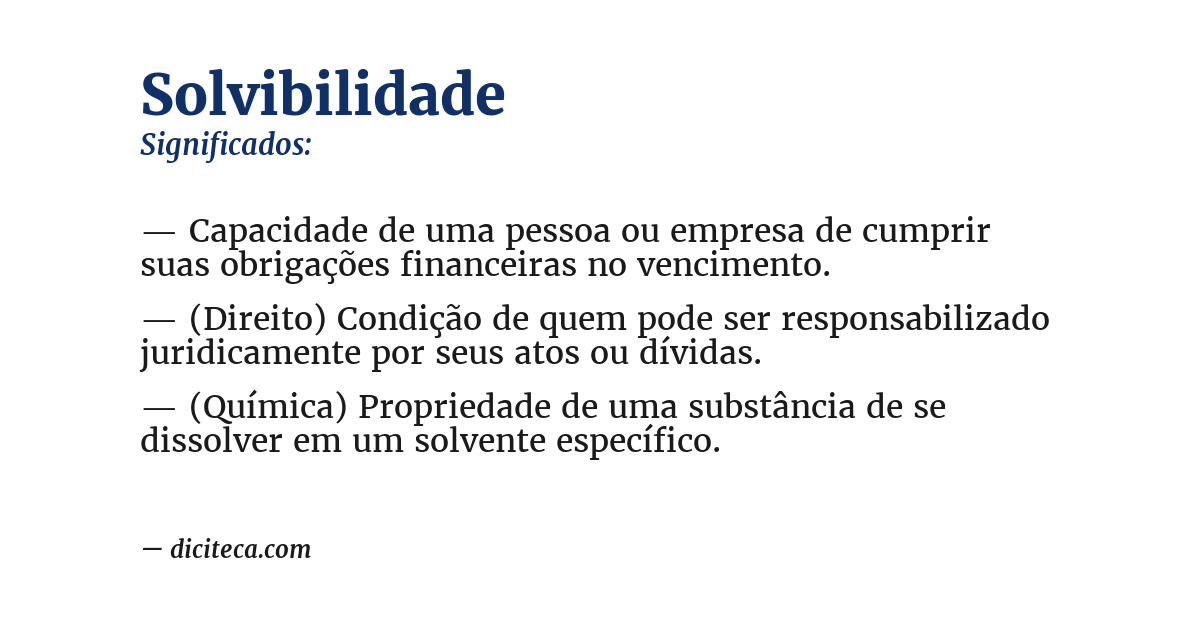 Significado de solvibilidade