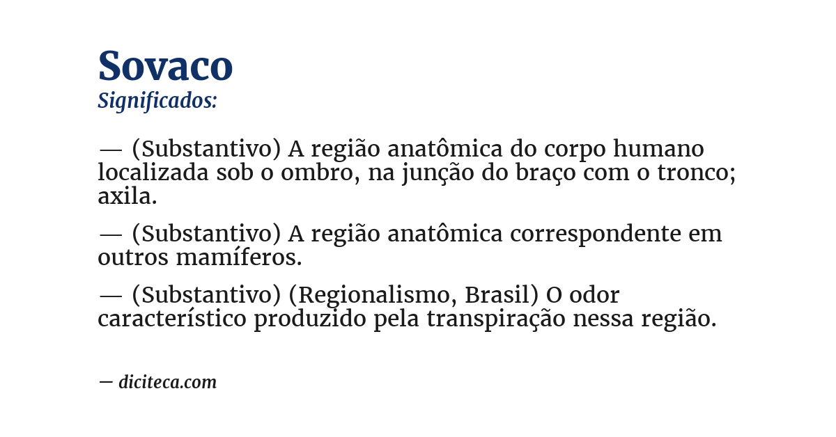 Significado de sovaco