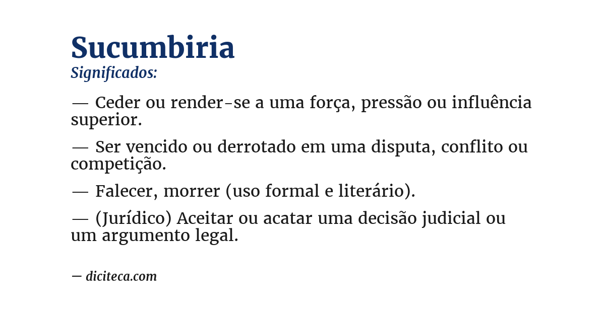 Significado de sucumbiria