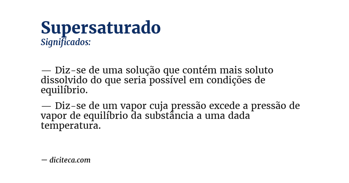 Significado de supersaturado