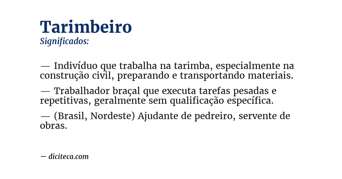 Significado de tarimbeiro