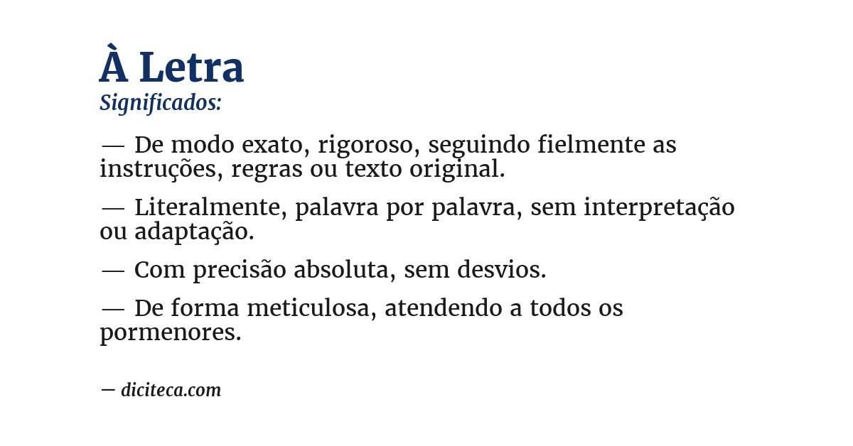 Significado de à letra