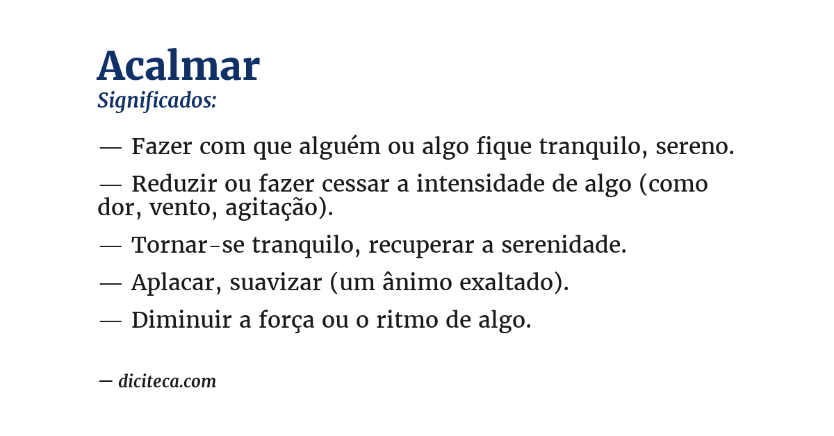Significado de acalmar