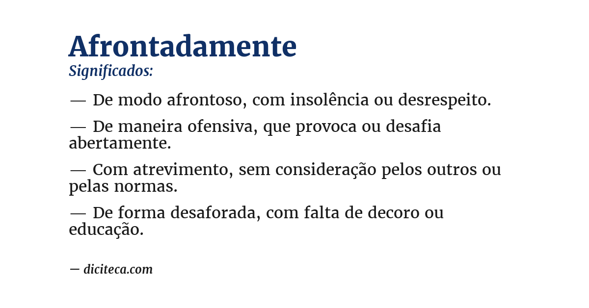 Significado de afrontadamente