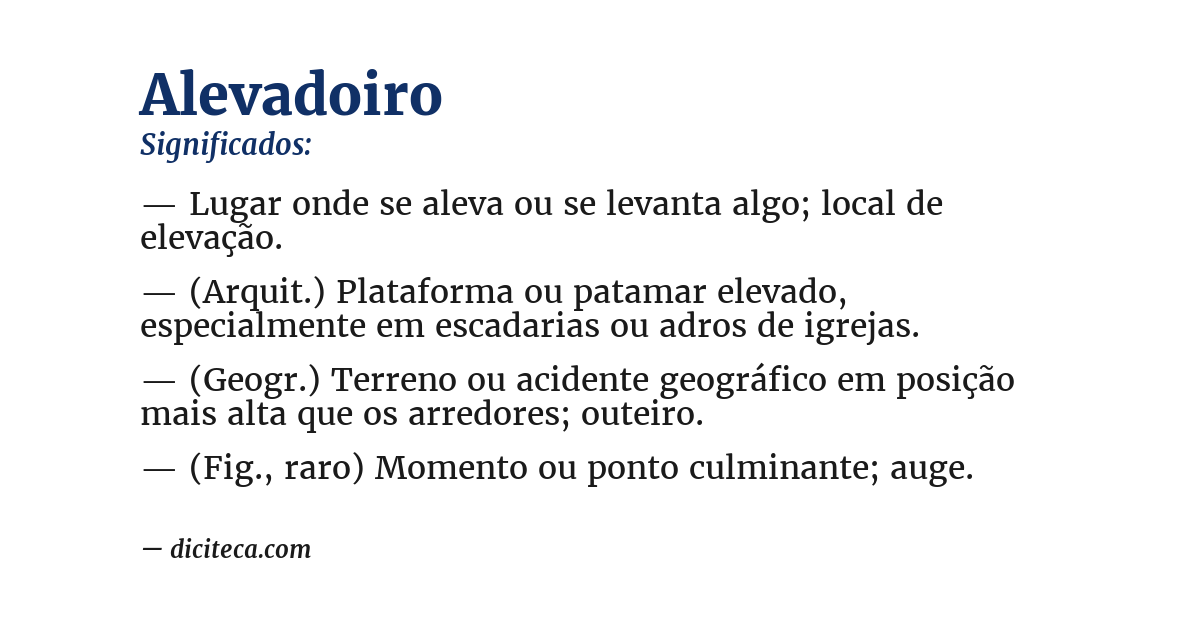 Significado de alevadoiro