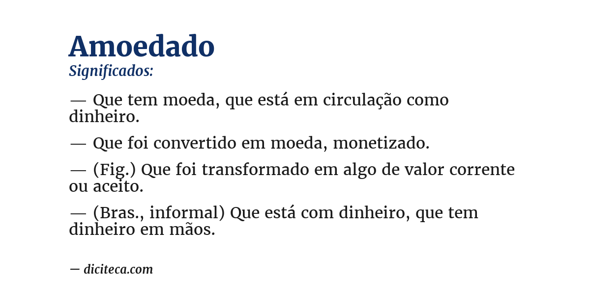 Significado de amoedado