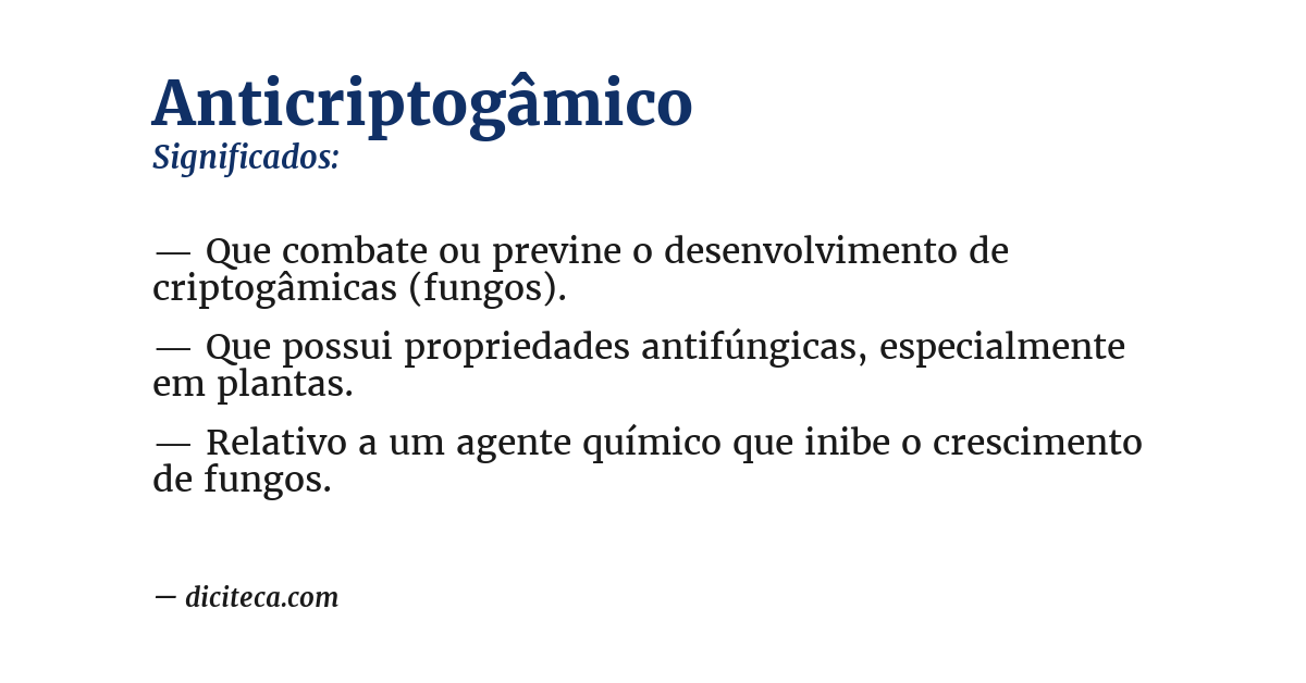Significado de anticriptogâmico