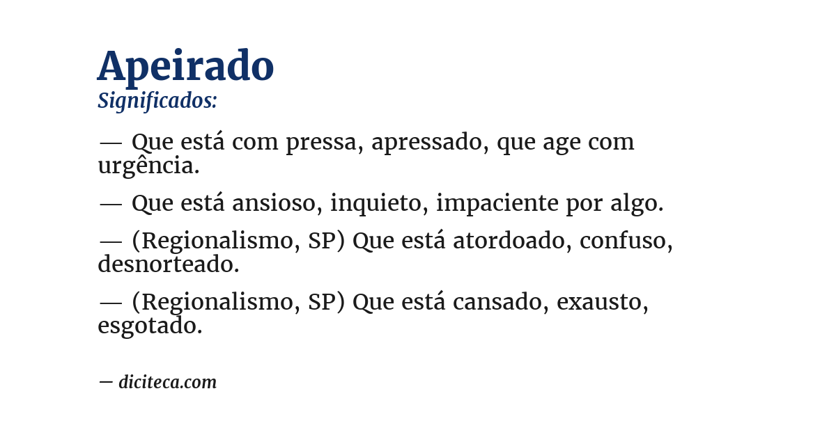 Significado de apeirado