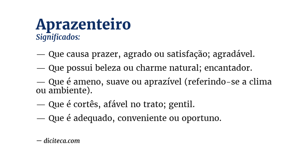Significado de aprazenteiro