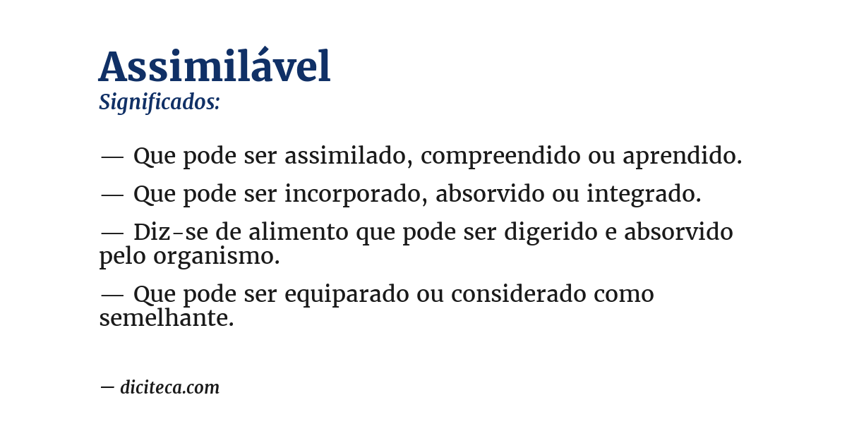 Significado de assimilável