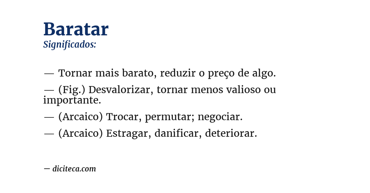 Significado de baratar