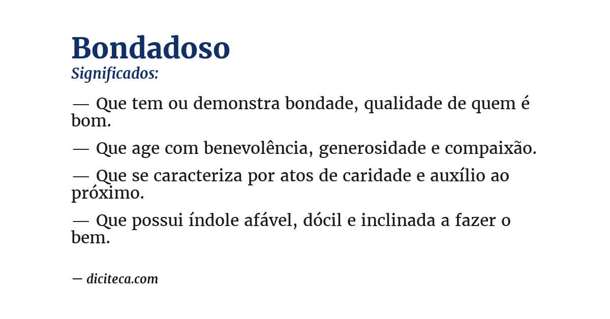 Significado de bondadoso