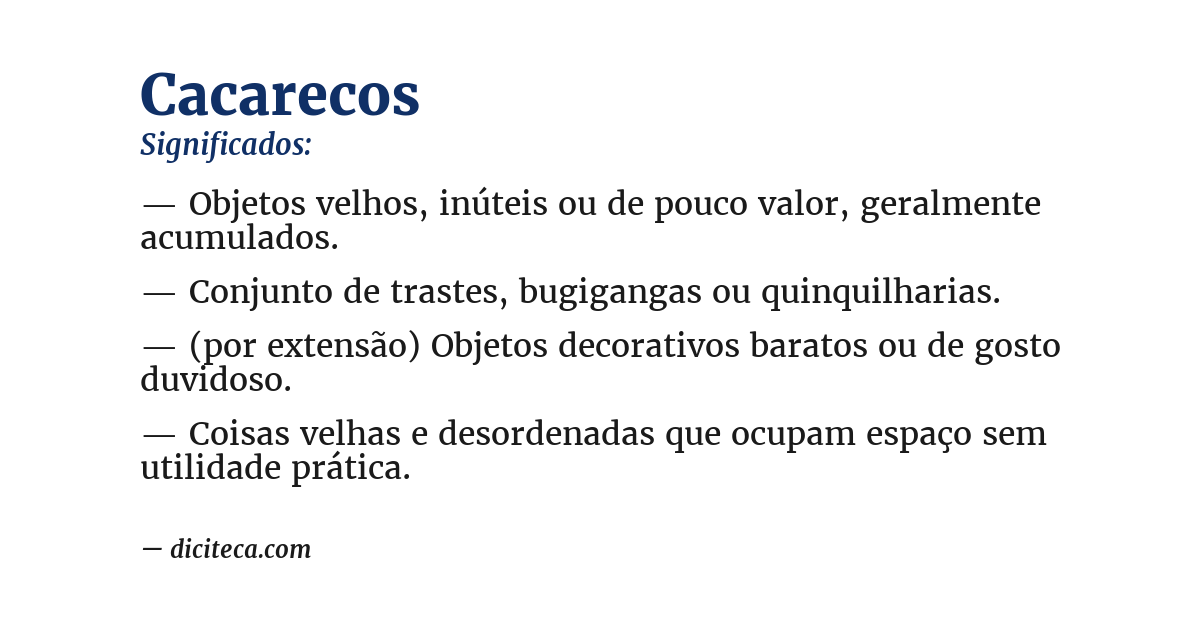 Significado de cacarecos