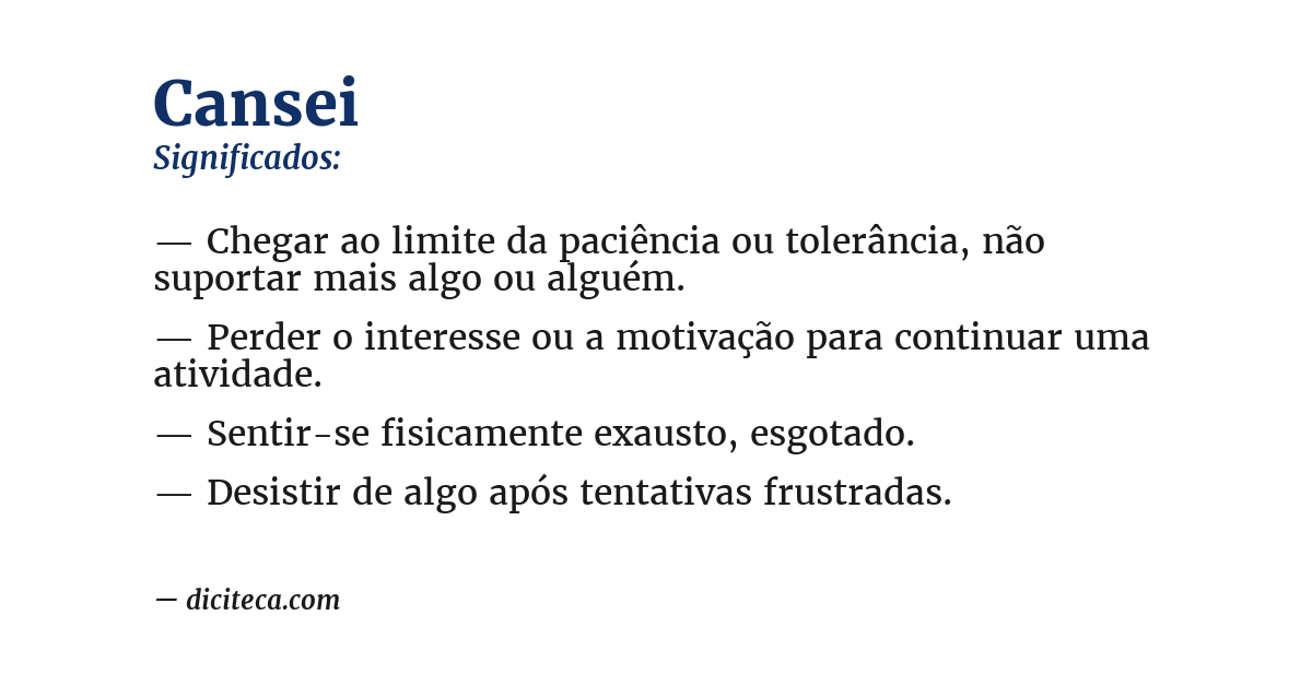 Significado de cansei