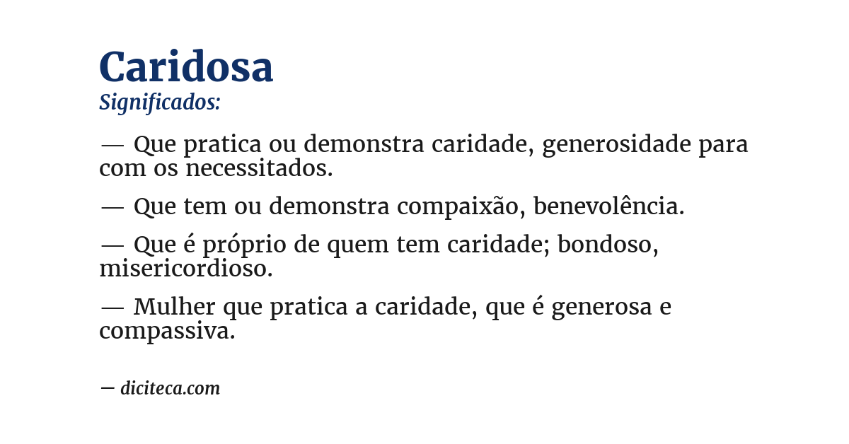Significado de caridosa