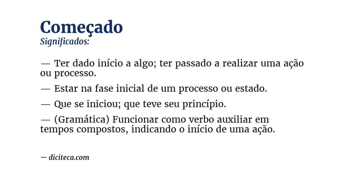 Significado de começado