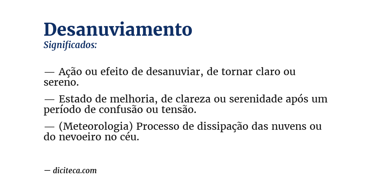 Significado de desanuviamento