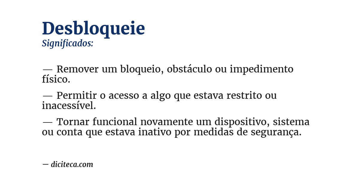 Significado de desbloqueie