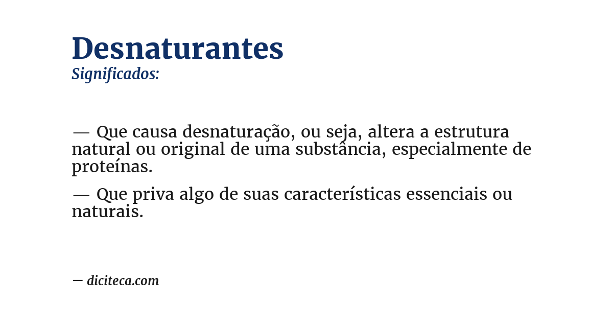 Significado de desnaturantes