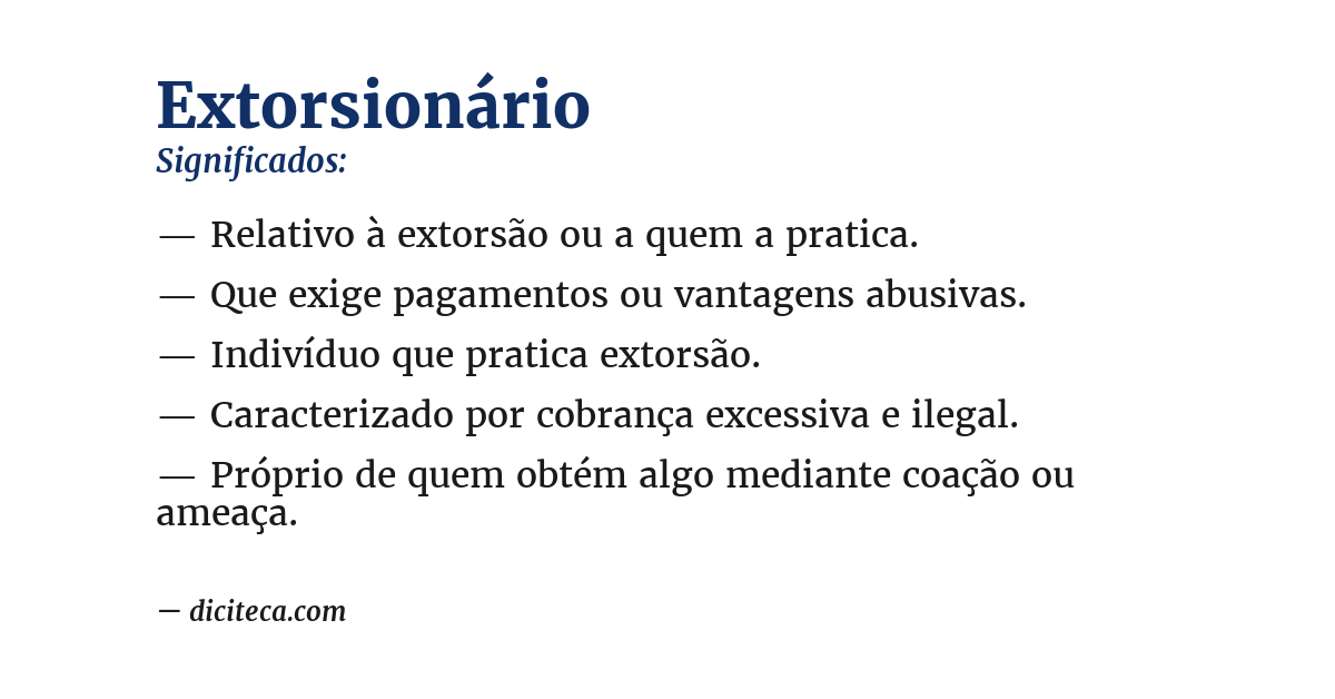 Significado de extorsionário