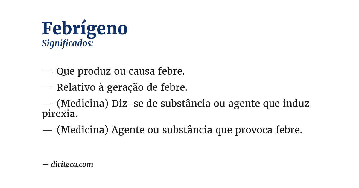 Significado de febrígeno