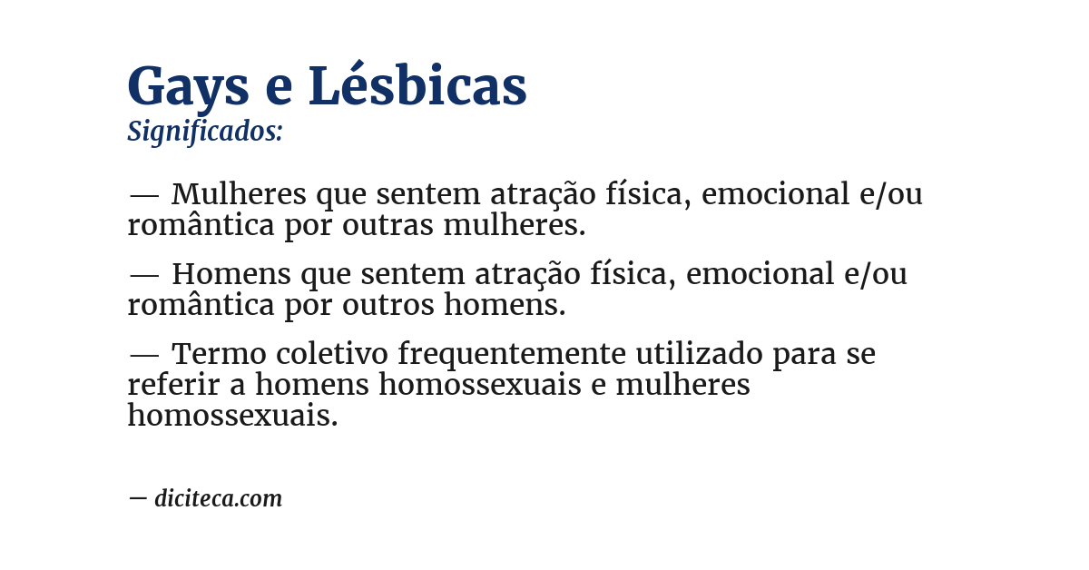 Significado de gays e lésbicas