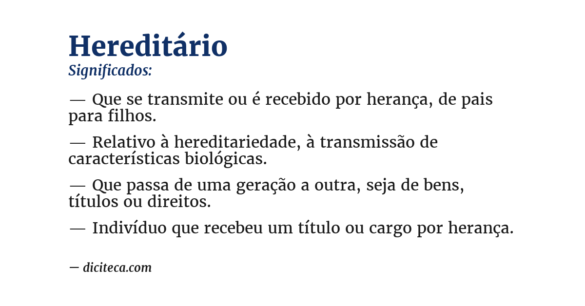 Significado de hereditário