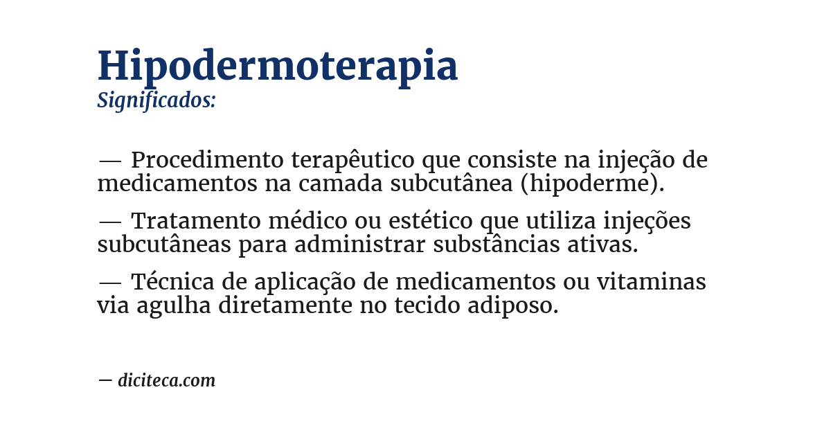 Significado de hipodermoterapia