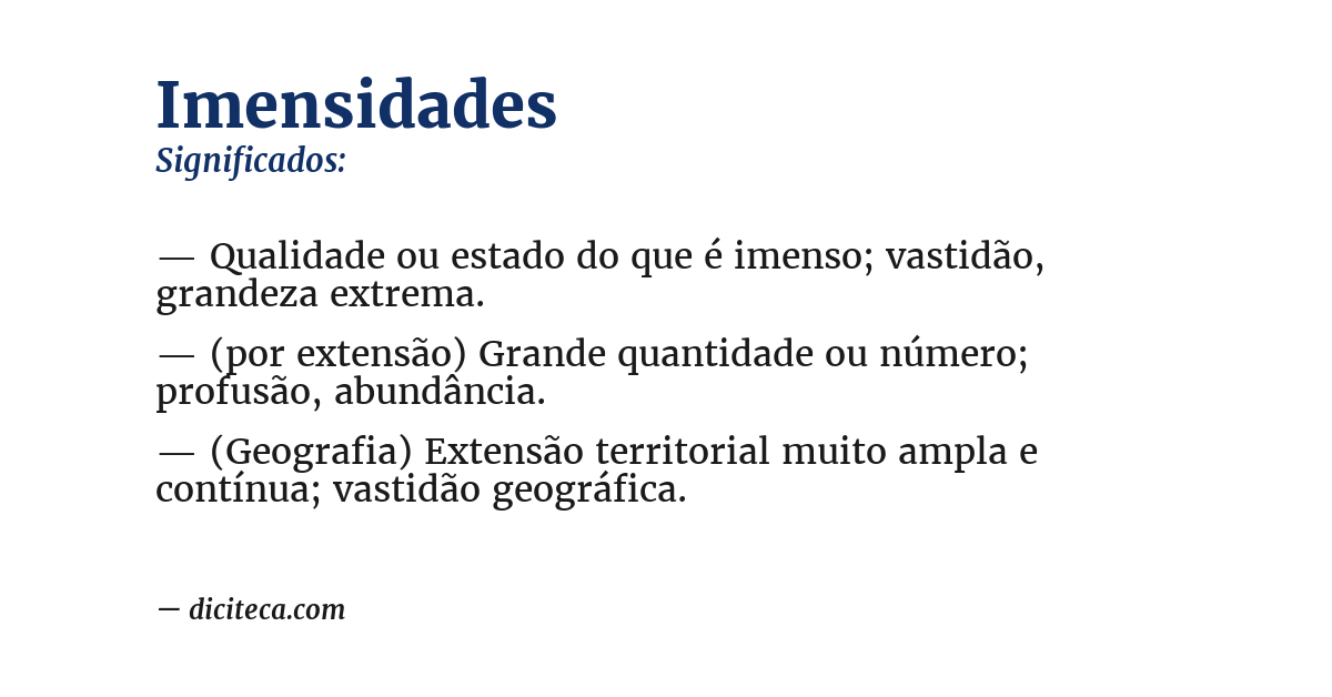 Significado de imensidades