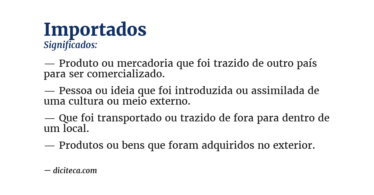 Significado de importados