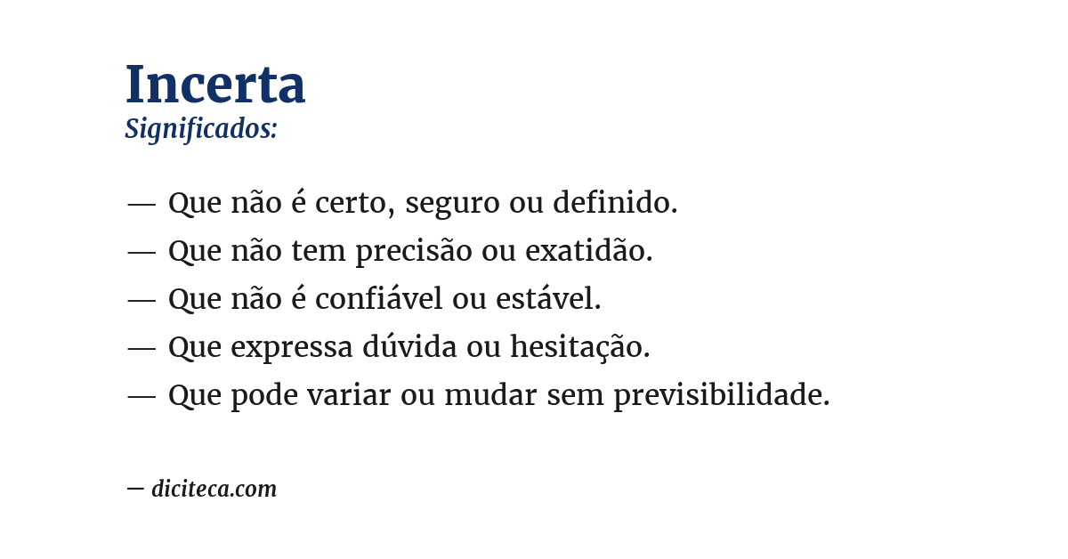 Significado de incerta
