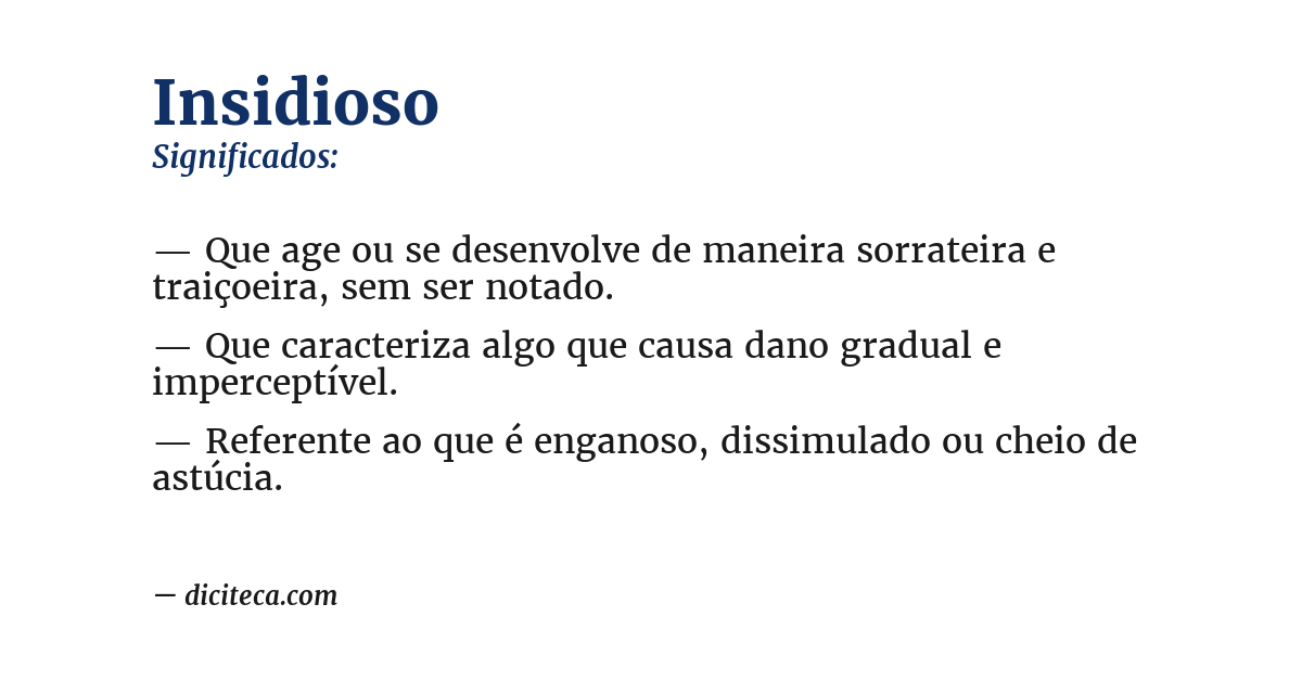 Significado de insidioso